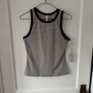 STYLUS Black and White Striped Tank Top